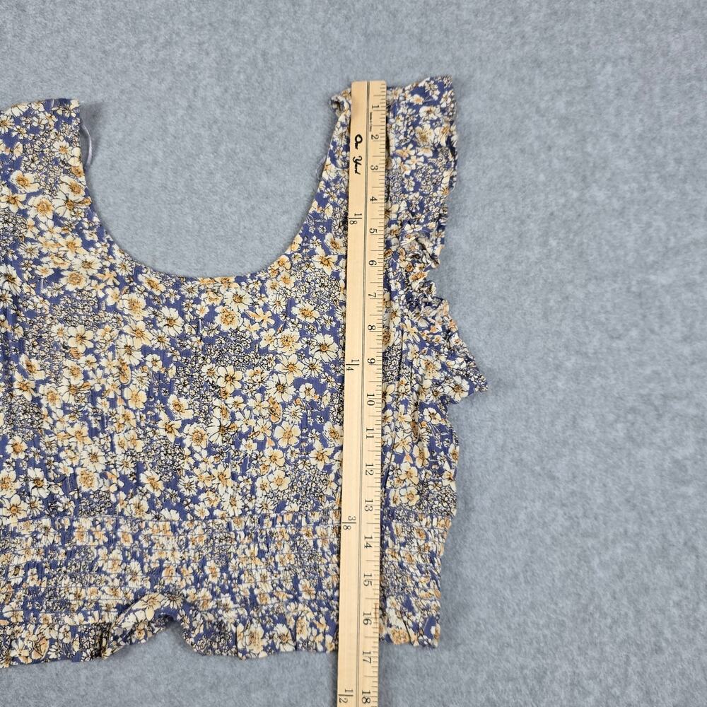 NWT Patrons of Peace Womens Large Smocked Floral Cropped V Neck Top - Picture 13 of 15